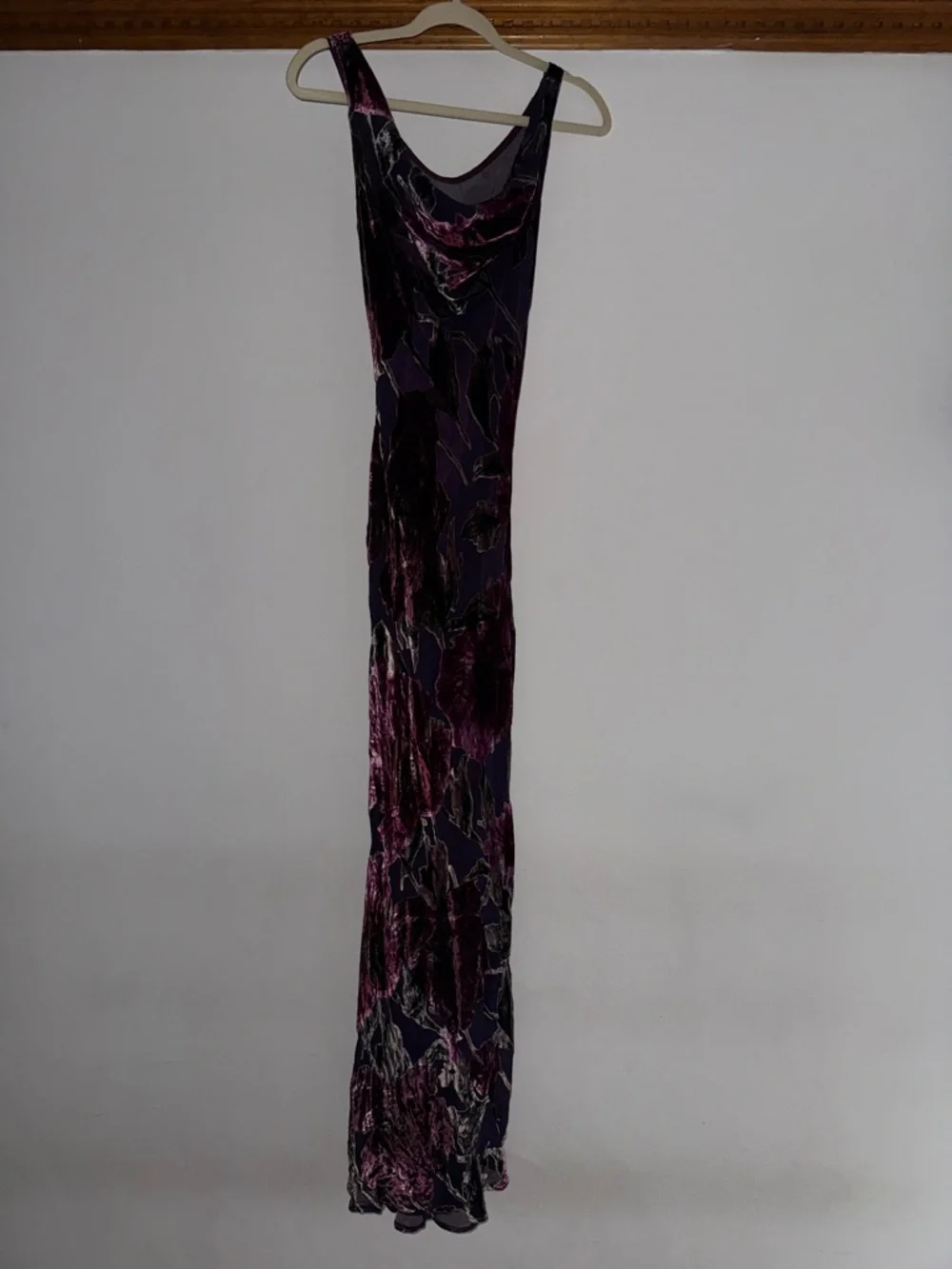 Vintage Cache Purple Floral Velvet Maxi Slip Dress - Picture 2 of 6